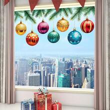 1pc Christmas Tree Branch & Colorful Ball PVC Glass Sticker, Window Glass Decor, Home Decoration Sticker - one-size - View 2