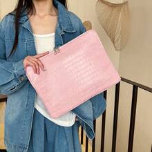 Funda para portátil de unicolor, minimalista y de lujo, bolsa de almacenamiento multiusos para portátil y tableta, bolsa para ordenador - Rosa - Ver 2