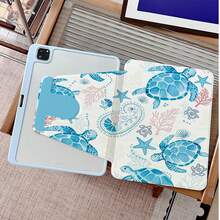 1 Peça Capa Protetora para Tablet com Estampa de Tartaruga, Coral e Estrela-do-Mar em Aquarela, Giratória 360°, Compatível com iPad 11, Galaxy Tab A8/A9 Plus/S6 Lite/S7/S9FE PLUS, Perfeita para Trabalho, Viagem e Uso Doméstico, Compatível com Oppo Pad, Matepad, Pad, Honor Pad, Xiaoxin Pad - Multicolorido - Visão 3