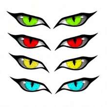 1 Set Of 2 Cool And Personalized Devil Eye Car Rearview Mirror Decorative Stickers, Dustproof, Waterproof, Sunproof, Scratch-Covering Creative Stickers, Available In Large And Small Sizes, Stylish And Domineering Style - A - View 1