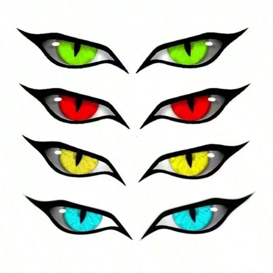 1 Set Of 2 Cool And Personalized Devil Eye Car Rearview Mirror Decorative Stickers, Dustproof, Waterproof, Sunproof, Scratch-Covering Creative Stickers, Available In Large And Small Sizes, Stylish And Domineering Style - A - View 1
