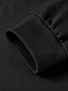 Men's 240g Pure Cotton Solid Round Neck Sweatshirt, Casual Long Sleeve Minimalist Everyday Pullover Top - 黑色3 - 查看 5