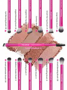 MAANGE 13pcs Professional Makeup Brush Set, Eyeshadow Brush, Eyebrow Brush, Concealer Brush, Powder Brush, Contour Brush, Foundation Brush And Other Makeup Tools, Complete Makeup Set, Travel Essential, Makeup Gift - Hot Pink - View 10