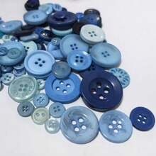 50g Blue Resin Buttons, Assorted Patterns And Sizes, Lightweight And Durable, Suitable For Sewing, Scrapbooking, Home DIY Crafts, Clothing Embellishments, Common Accessory For Handmade Enthusiasts And Designers - Multicolor - View 2