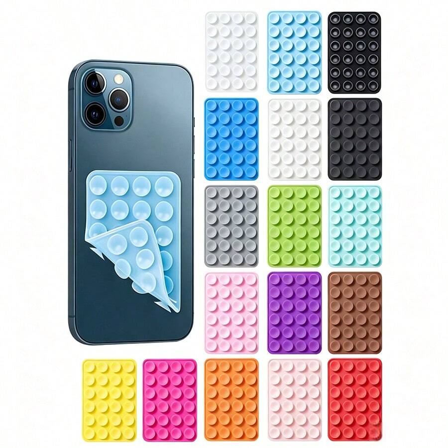 5pcs Random Color Silicone Phone Suction Cup Holder - Peel-Off Adhesive Back - Suitable For Daily Lifestyle - Multicolor - View 1