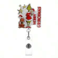 The Grinch The Green Acrylic Christmas Badge Reel Retractable ID Holder Badge Clip; Suitable For Nurses And Office Professionals; Christmas Gift; Party Favor - Cookie Monster - View 15