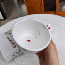 250ml Hand-Painted Underglaze Ceramic Coffee Cup And Saucer, Vintage Ins Style Coffee Shop Afternoon Tea Cup, Suitable For Daily Use - Red Heart - View 5