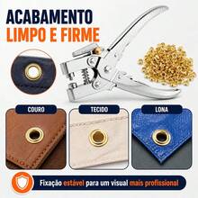 Kit Prensa aplicar ilhós Manual Resistente de Ferramenta com 100 Ilhoses,  para Sapatos, Cortinas, Banners, Lona. Furador de Ilhós Tudo em Um - Visão 5