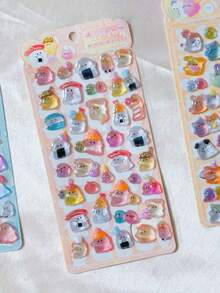 1/4pcs Cute Cartoon Summer Drink Fruit Popsicle Embossed Rhinestone Sticker Resin Crystal Kids Reward - Multicolor - View 8