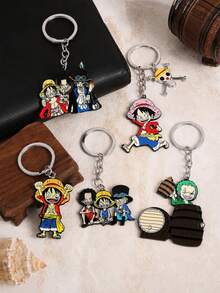 1 buah Gantungan Kunci Enamel Logam Monkey D Luffy Poster Buronan Logo Thousand Sunny Gantungan Kunci Anime Liontin Ransel Hadiah Cosplay untuk Penggemar - MultiWarna - View 3