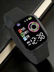 6pcs/Set Fashionable Minimalist Elegant Cute Square Digital Display LED Screen Electronic Watch, Matching Butterfly Jewelry Set Including Necklace, Bracelet, Earrings And Ring. Perfect For Girls To Wear At Parties, Holidays And Other Occasions. Also The Best Gift Choice For Mothers And Friends On Mother's Day, Back To School Season, Easter And More. (Gift Box Not Included) - Multicolor - View 8