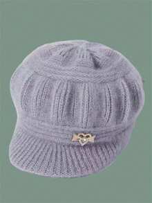 1 pièce Bonnet tricoté pour femme, bonnet à capuche épais pour l'hiver, bonnet tricoté respirant et chaud pour l'extérieur, fabriqué en fibre de polyester, lavable à la main ou à sec, design élastique, accessoire de mode pour femmes - A - Voir 9