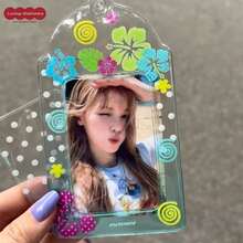 Transparent PVC Island Polka Dot Summer Card Holder, Idol Fan Collection Storage Protective Sleeve, Beach Card Holder Display Pendant, Campus Card Storage, Bus Access Card Protection, Photo Preservation, Desktop Card Neat Display, Dorm Desk Fresh Arrangement, Backpack Hanging Decoration, Commute Portable Storage, Planner Card Sorting, Idol Merchandise Dust-Proof Scratch-Proof, Birthday Gift - A - View 6