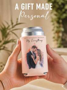 1pc Customized Cup Covers, Watercolor Couple Photo Cup Covers, Personalized Anniversary Cup Covers, Couple Customized Cup Covers, Wedding Commemorative Gifts, Customized Photo Drinking Cup Covers, Anniversary Party Small Gifts. - Multicolor - View 8