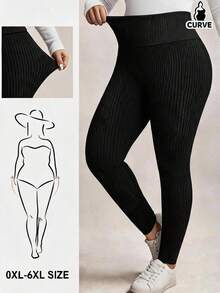 Plus Size Leggings - Black - View 2