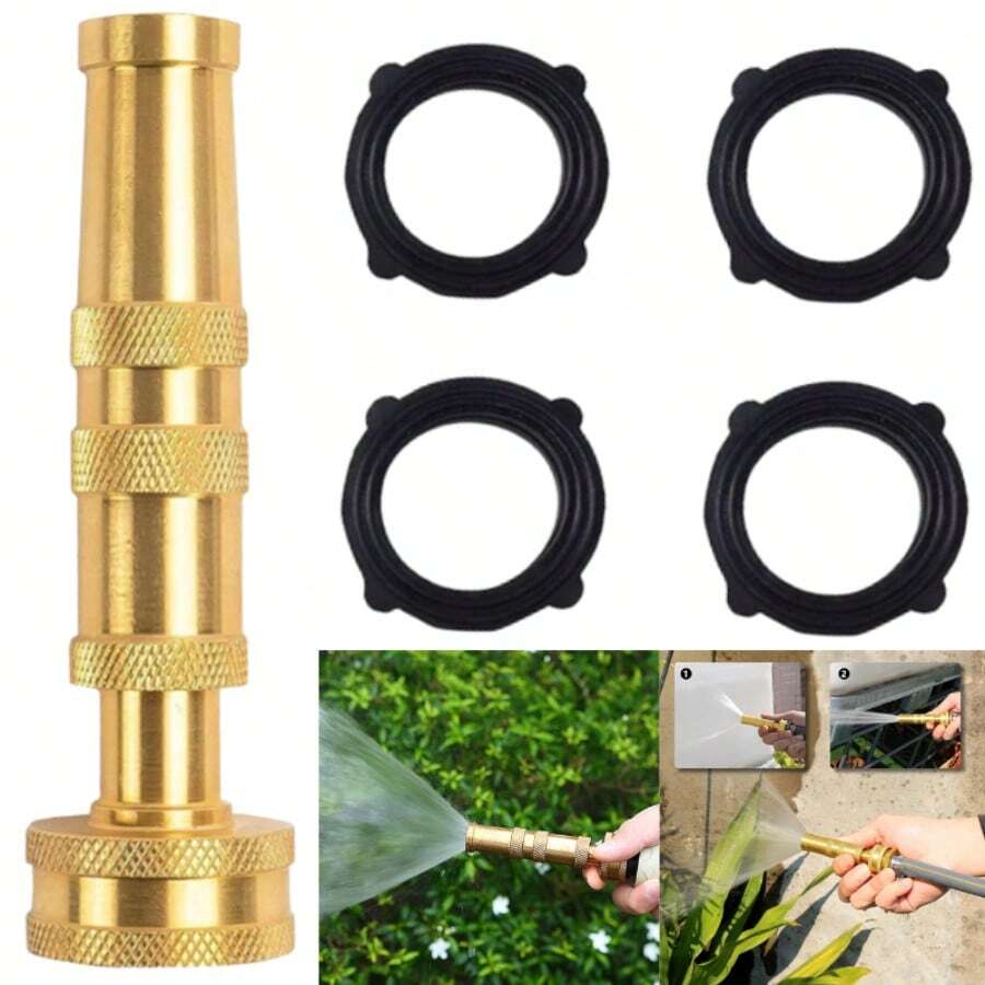 Brass Adjustable Twist Nozzle Multi-Mode Water Spray Head, Multi-Layer Knurled Twist Adjustment Structure, Packed With 4 Extra Sealing Gaskets For Quick Replacement, Standard Thread Interface Compatible For Stable Water Output - Sets - View 1