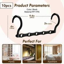 Black Wardrobe Organiser Set Containing 10 Plastic Hangers, Space‑Efficient Design With Non‑Slip Feature, Suitable For Hanging Heavy‑Weight Clothing - View 11