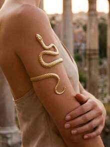 1 buah Gelang Lengan Spiral Tekstur Ular Emas Bohemian Fashion Wanita, Gelang Lengan Pola Ular Terbuka yang Dapat Diatur, Gelang Lengan Logam Berlebihan yang Kreatif dan Personal, Sempurna untuk Hadiah Sahabat dan Pesta Pantai - Emas - View 1
