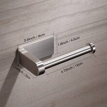 Wall-Mounted Drill-Free Toilet Roll Holder, Self-Adhesive Stainless Steel Toilet Roll Holder, Bathroom Storage Rack - Silver - View 7