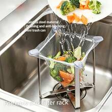 New Portable Folding Stainless Steel Trash Can Rack - Kitchen Floor-Standing Trash Rack Storage Rack, Space-Saving Kitchen Countertop Storage Rack, Convenient For Trash Disposal And Storage - Portable Simple Kitchen Desktop Trash Can - Multicolor - View 5