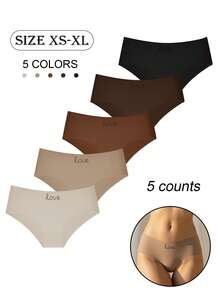 GYEY 5pcs Women's Seamless Hipster Panties, LOVE Letter Print, Cloud Soft Invisible No-Roll Edge Underwear, Halloween Earth Tone Color Assortment - Multicolor - View 3