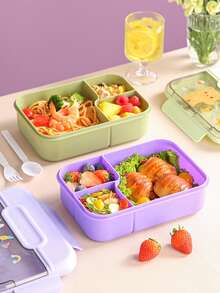 Cute School Lunch Box, Compartment Bento Box (Utensils Included), Adult Lunch Box, Microwave , Lunch Bag, Suitable For Office, School And Home Use. Back To School Essential, Easy To Clean - Multicolor - View 7