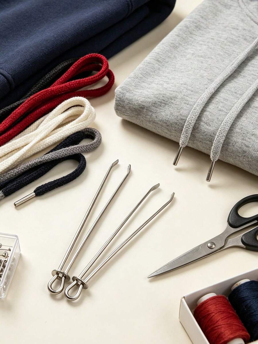 2pcs Elastic Band Threading Tools, DIY Clothing Repair Accessories, Practical Handmade Style, Used For Pants, Skirts, Sweatshirt Drawstring Installation, Durable Rust-Proof Metal Threading Tool, Time-Saving Sewing Gadget - Elastic Clip Strap Threader - View 1