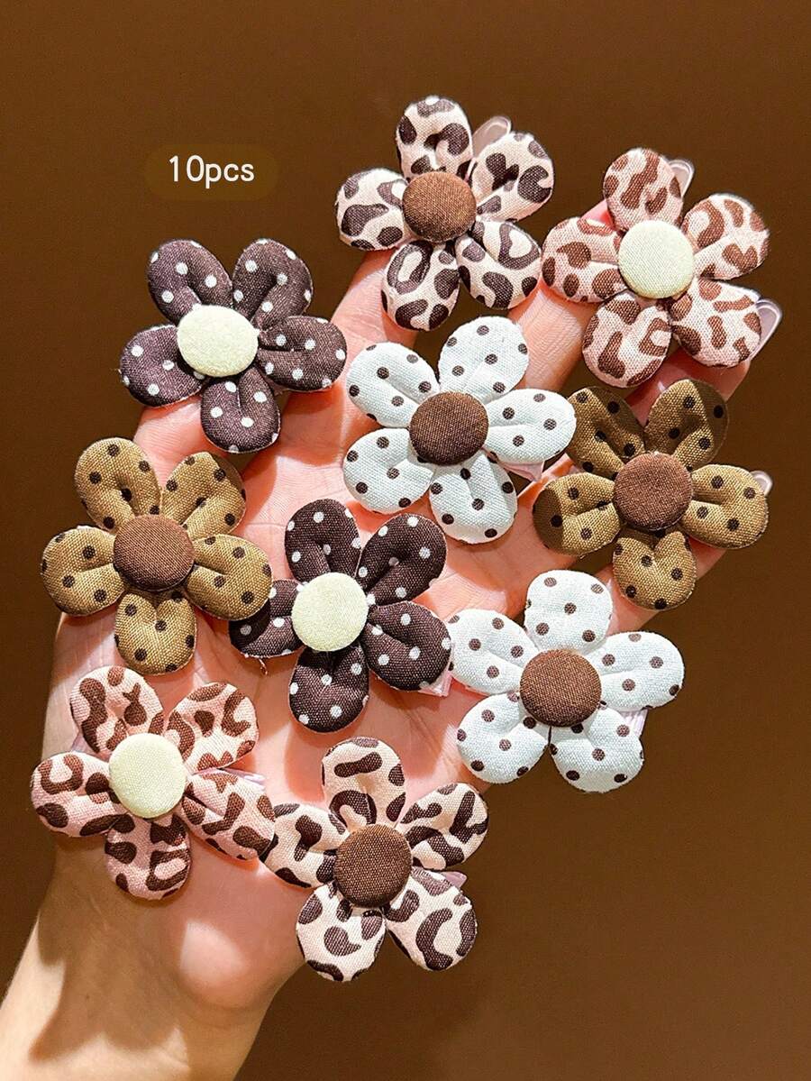 10 piezas de pinzas para el cabello con flores de estilo dulce y colorido para uso diario - Multicolor - Ver 1