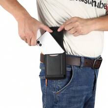 Oxford Nylon Spliced Flip Phone Waist Bag Card Slot Belt Back Buckle Phone Holster For Samsung Galaxy Z Fold 8 For Sports Outdoor - Black - View 7