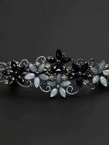 1pc Elegant Vintage New Design Rhinestone Spring Hair Clip Ponytail Hair Accessory Minimalist Back Of Head Hair Clip Suitable For Daily Wear, Festivals, Braided Hair, Half-Up Hairstyle, Perfect Gift For Family And Friends - Multicolor - View 10