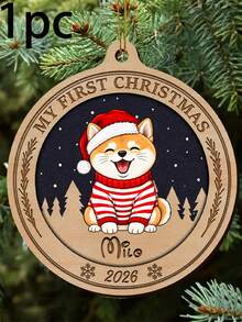 Customized Cat & Dog Round Christmas Hanging Ornament, Personalized Pet Tree Hanging Decoration, Holiday Home Accent, Customized Name Christmas Pendant, Customizable First Christmas Gift, Pet Lover Gift, Seasonal Party Decoration, Christmas Tree Decoration, Home - Multicolor - View 12