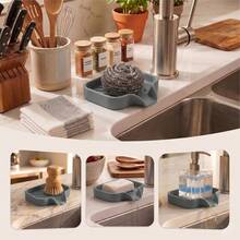 Multifunctional Silicone Soap Dish With Automatic Drainage And Anti-Slip Design, Universal Bathroom Sink Storage Organizer - Multicolor - View 3