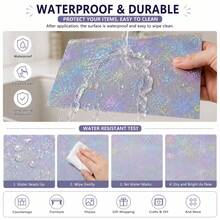 1 Roll Holographic Self-Adhesive Cold Laminating Film, Transparent Vinyl Protective Film, No Heat Needed, Clear Sticker Laminate For DIY Crafts, Photos & Labels - Fireworks Style - View 6