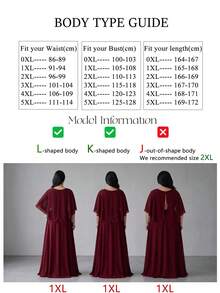 UNITHORSE Plus Size V-Neck Batwing Sleeve Chiffon Cocktail Dress With Front Chest Embroidery And Beaded Embellishment - Burgundy - View 7