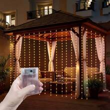 Battery‑Operated Curtain String Lights With Multiple Hanging Strands, Soft Warm‑White LEDs, 8 Adjustable Lighting Modes, Built‑In Timer Function, Easy To Hang, Ideal For Bedroom, Holiday And Indoor Home Decor For Romantic Ambient Atmosphere - Battery-operated Curtain Lights - View 9