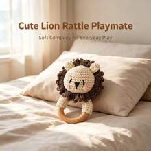 Handmade Baby Soothing Rattle, Develops Baby's Auditory Ability, Suitable As A Gift For New Mothers, Suitable For Christmas And Newborn Commemoration, Rabbit-Shaped Rattle, Parent-Child Interaction Toy, Built-In Bell, Cute Design, Rich Details, Attracts Baby's Attention - Beige Lion - View 4