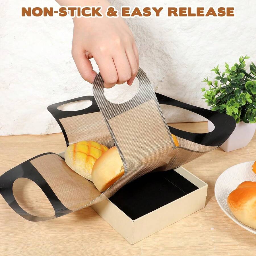 Silicone Toast Baking Mat With Handle, Non-Stick Reusable Toast Baking Mat, Silicone Baking Mat, Suitable For Dutch Oven And Rectangular Toast Baking Pan, Convenient Toast Lifting Mat For Easy Removal Of Toast Bread, Smooth Surface Reusable Baking Accessory, Washable Durable Baking Mat, Suitable For Homemade Bread, Cake, Pastry, Meatloaf, No Need For Baking Parchment Paper, Home Kitchen Baking Silicone Baking Mat For Oven Use
