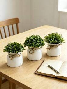 6/4/3pcs Realistic Artificial Potted Plants, Faux Greenery Plastic Decor, Suitable For Home And Office Decoration, Elegant Potted Artificial Greenery, Applicable For Home, Office, Desktop, No Electricity Required - Potted Plant Combination - View 11