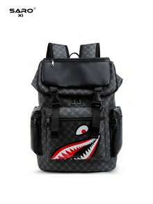 saroxi Men's Casual Travel Backpack, Fashion Flap Backpack, Lightweight And Portable, Suitable For Travel, Camping, Hiking, Student School Backpack, Youth Campus Commute, Essential Gift - Black - View 3