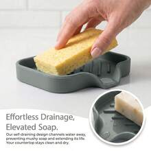 Multifunctional Silicone Soap Dish With Automatic Drainage And Anti-Slip Design, Universal Bathroom Sink Storage Organizer - Multicolor - View 6