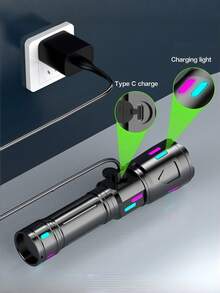 1 buah Senter LED Super Terang dengan Zoom dan Magnet Ekor; Bahan Paduan Aluminium, Fungsi Zoom Teleskopik, 800 Lumens, Isi Ulang USB-C. Cocok untuk Penggunaan Luar Ruangan dan Rumah Tangga - Penting untuk Berkemah dan Perjalanan. - Bintang - View 8