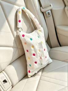 1PC Plush Hanging Tissue Box, Soft Skin-Friendly Material, Cute Car Storage Decor, Car Tissue Storage Box - Tissue Box - View 6