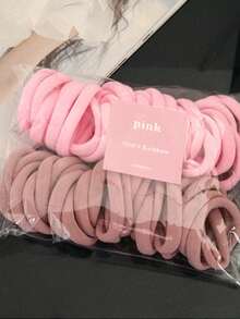 50pcs/Set Bagged Six-Color Hair Ties - Pink - View 1