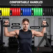 11-Piece Resistance Band Set, Fitness Training Elastic Tubes With Handles, Door Anchor, Ankle Straps, Suitable For Home Gym Strength Training And Yoga Exercise - A - View 10