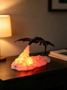 1pc 3D Printed Fire Breathing Dragon Night Light, USB Rechargeable LED Atmosphere Table Lamp, Fantasy Decor Light For Bedroom Desktop, Creative Holiday Birthday Gift - Multicolor - View 9