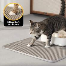 IISVGE Cat Litter Mat,Double Layer Honeycomb Cat Litter Trapping Mat With Waterproof Backing, Easy Clean Washable Kitty Litter Mat For Small Spaces - Grey - View 8