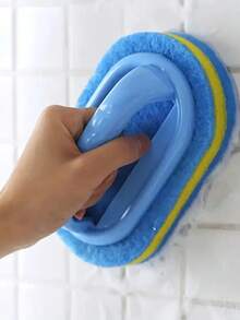 1pc Ergonomic Hand-Held Sponge Scrubber, Dual-Color Design - Multi-Functional Manual Cleaning Brush, Suitable For Bathtub, Kitchen, Bathroom - Applicable For Cleaning Tiles, Pots And Stains, Bathroom Accessories - Multicolor - View 16