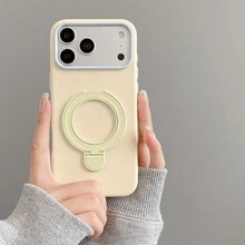 (Order, Follow Store And Favorite Product To Get Free Lanyard) New Dopamine Theme Pudding / Spray Painted Small U-Shield / Free Lanyard / Compatible With All Apple Models, Including Apple 16 Pro Max, 11/12/13/14 Plus, XR, 7/8 Plus And 15 Pro Max. Ideal For Spring Use And Birthday Gifts. - Cream Yellow/Includes Strap - View 3
