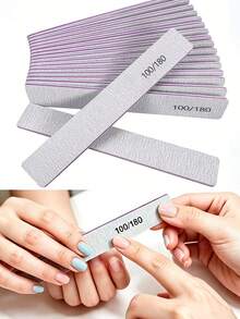 1/5/25/50pcs Professional Nail Files, 180/100 Grit Suitable For Natural Nails And Acrylic Extensions, Double-Sided Washable Fine Grain Nail Files, Suitable For Home And Nail Salon Use - F - View 2