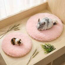 1pc Round Plush Comfortable Pet Resting Pad, Plush Round Pet Sleeping Mat, Warm Habitat Cushion, Soft Pet Sleeping Bed, Suitable For Hamsters, Guinea Pigs, Rabbits, Ferrets, Autumn/Winter Indoor Cage Resting Area Decor - View 4